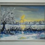 Besneeuwde zonsondergang op Walcheren