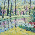 Bos in bloei langs het water