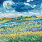 Zomerbloei langs riviertje in Frankrijk