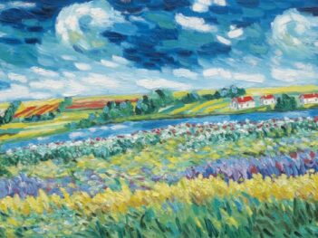 Zomerbloei langs riviertje in Frankrijk