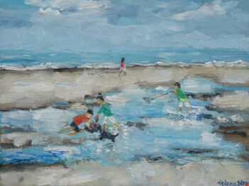 Krabbenzoekers langs het strand