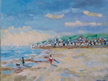 Strand Trouville in voorjaarszon