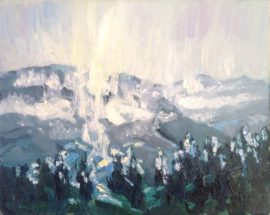 Ligurische Alpen mistbanken na sneeuw