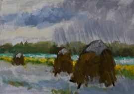 Hooibergjes in de regen Zoutelande