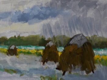 Hooibergjes in de regen Zoutelande