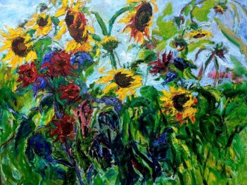 Zonnebloemen in de tuin